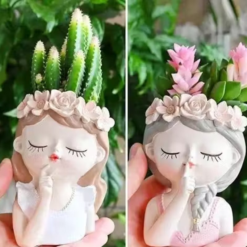 Resin Head Planter - Set of 2 - Image 2